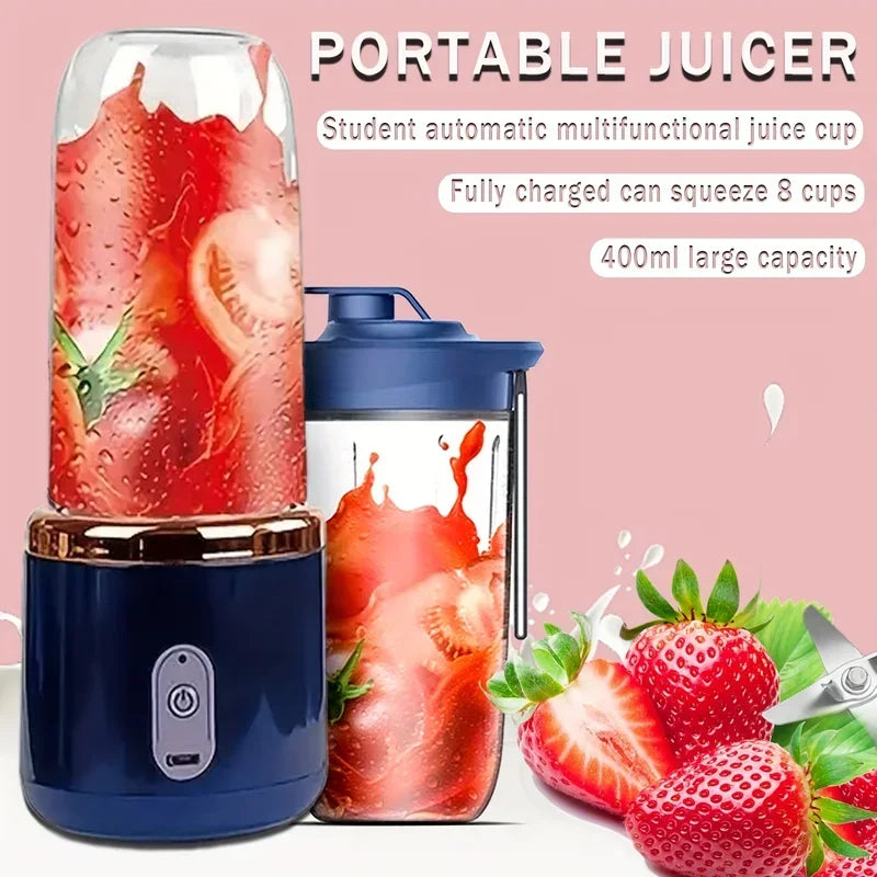 6 Blade 400ML Portable Blender Electric Juicer Cup for Travel Portable Juicer Mixer Usb Fresh Fruit Juice Blender Smoothie