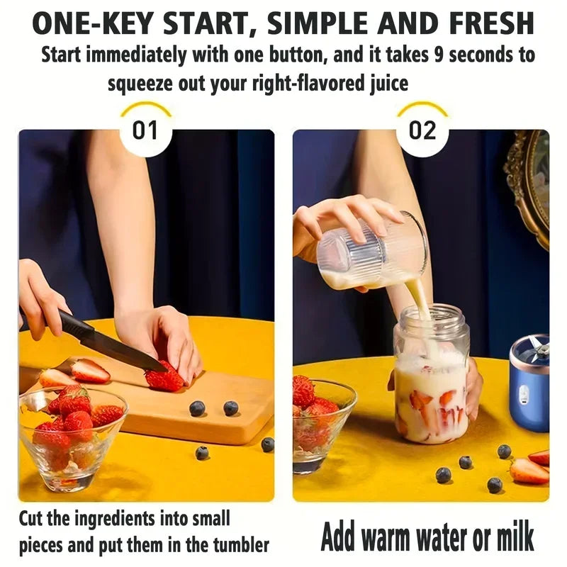 6 Blade 400ML Portable Blender Electric Juicer Cup for Travel Portable Juicer Mixer Usb Fresh Fruit Juice Blender Smoothie